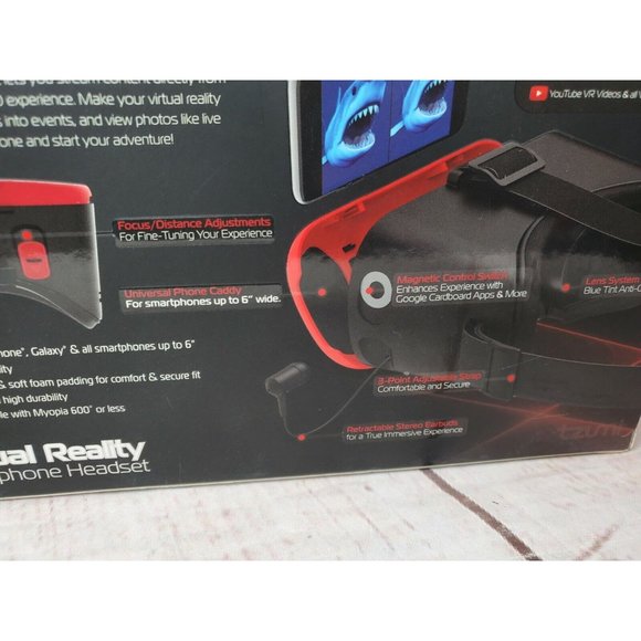 Tzumi DreamVision VR Headset Virtual Reality Smartphone Android iOS w/ Earbuds - Picture 9 of 12